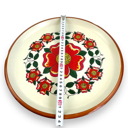 Plastic Red Flower Round Tray