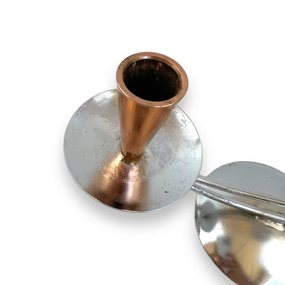 MCM Chrome & Copper Candle Holder