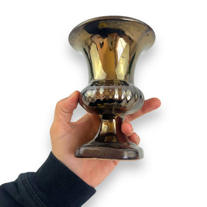 Bronze Brown ceramic urn shape vase