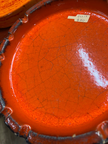 Ellis Pottery Ceramic Ashtray – Orange & Black