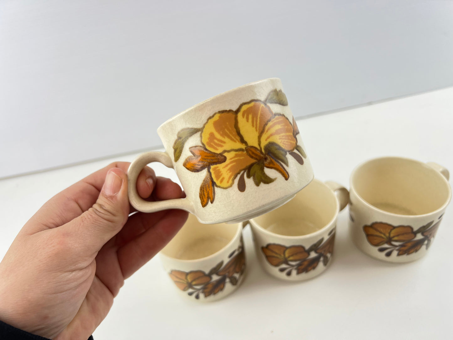Royal Worcester Palissy Floral Mugs – Set of 4