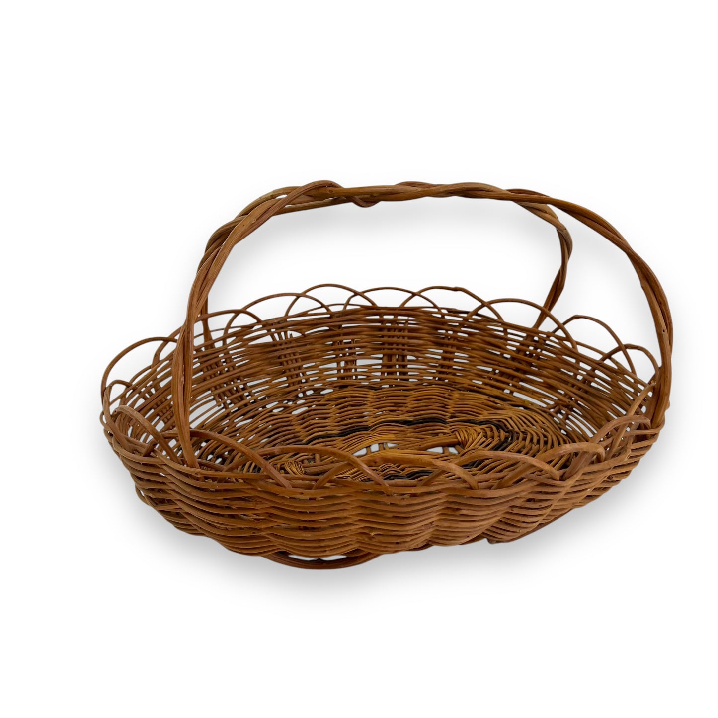 Wicker Basket with Handle – Handwoven Rustic Farmhouse Decor