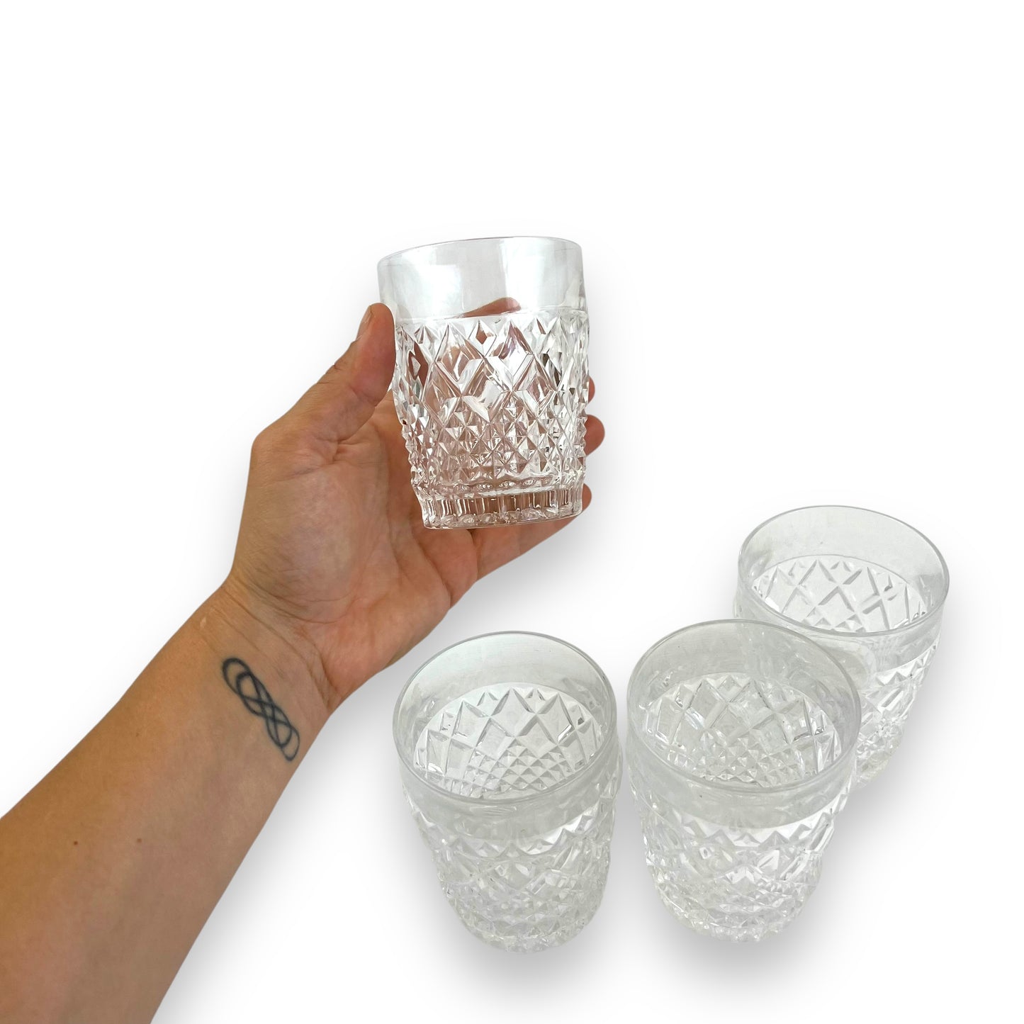 Crystal Cut Glass Set of 4 Whiskey Glasses