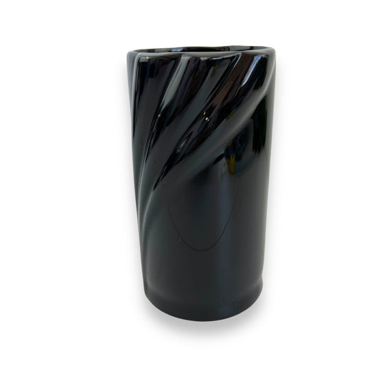 Black cylinder ceramic vase with twist detail