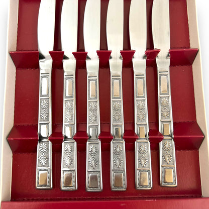 Vintage 6-Piece Stainless Steel Fruit Knife Set in Original Gift Box