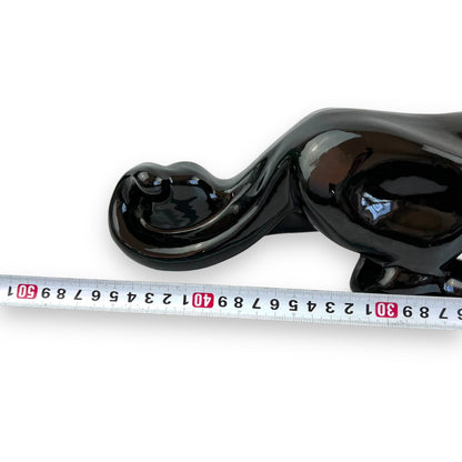 Black Stalking Panther Ceramic Sculpture