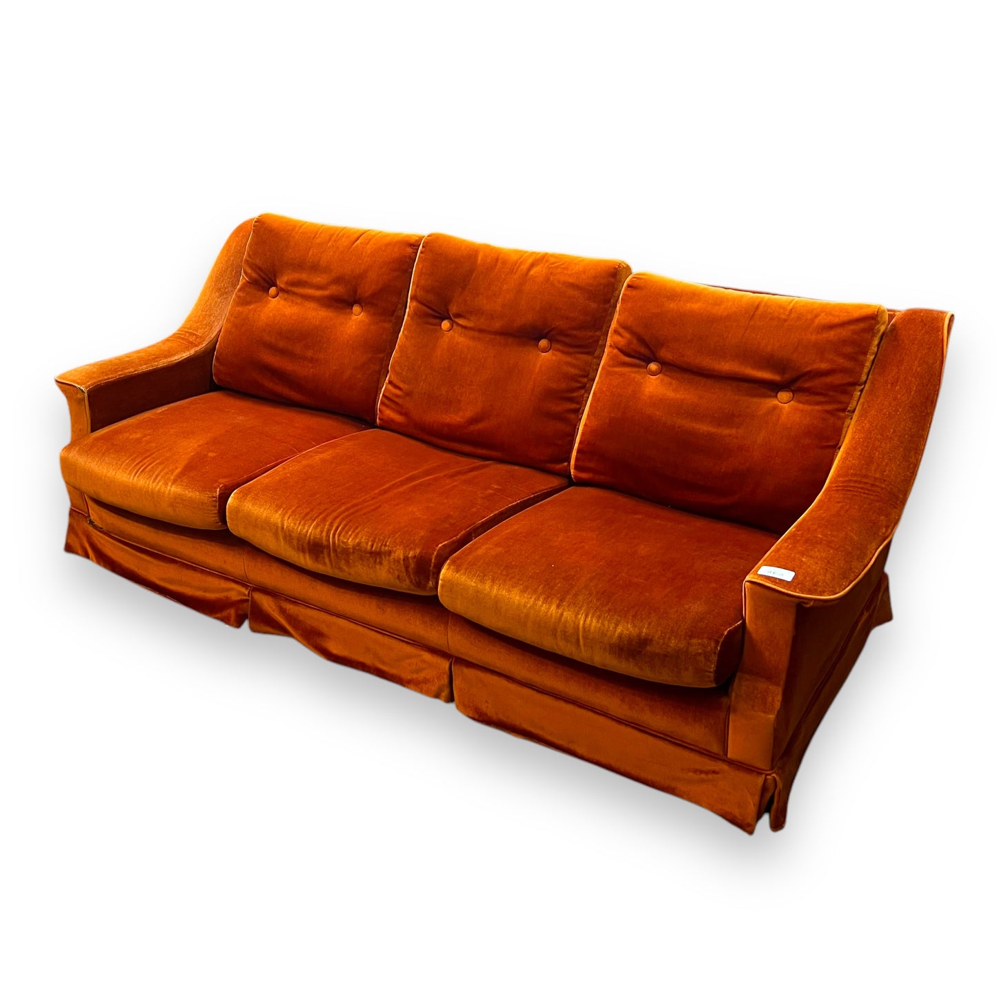 Orange Velour 3 Seater Lounge