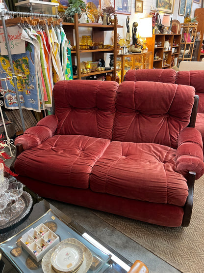 #2 Pink two seater lounge with wood sides