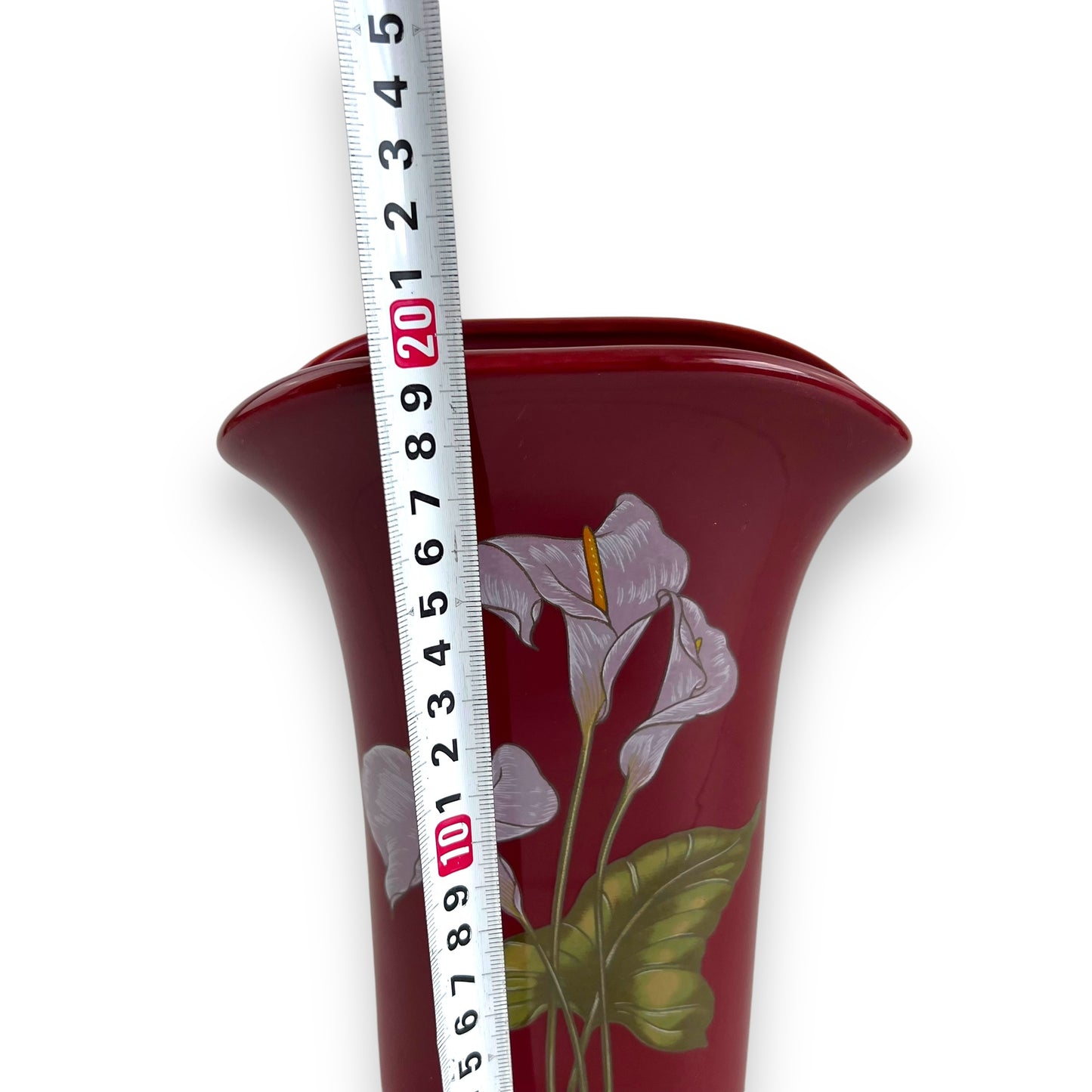 Dark Burgundy Vase with Calla Lilies artwork