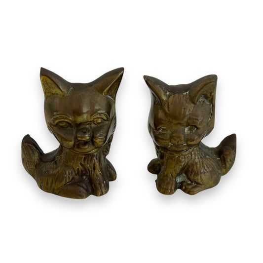 Brass cat statue set of two