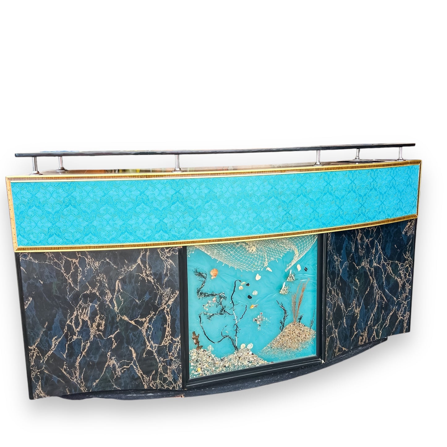 Curved Bar with Light-Up Underwater Fish Diorama