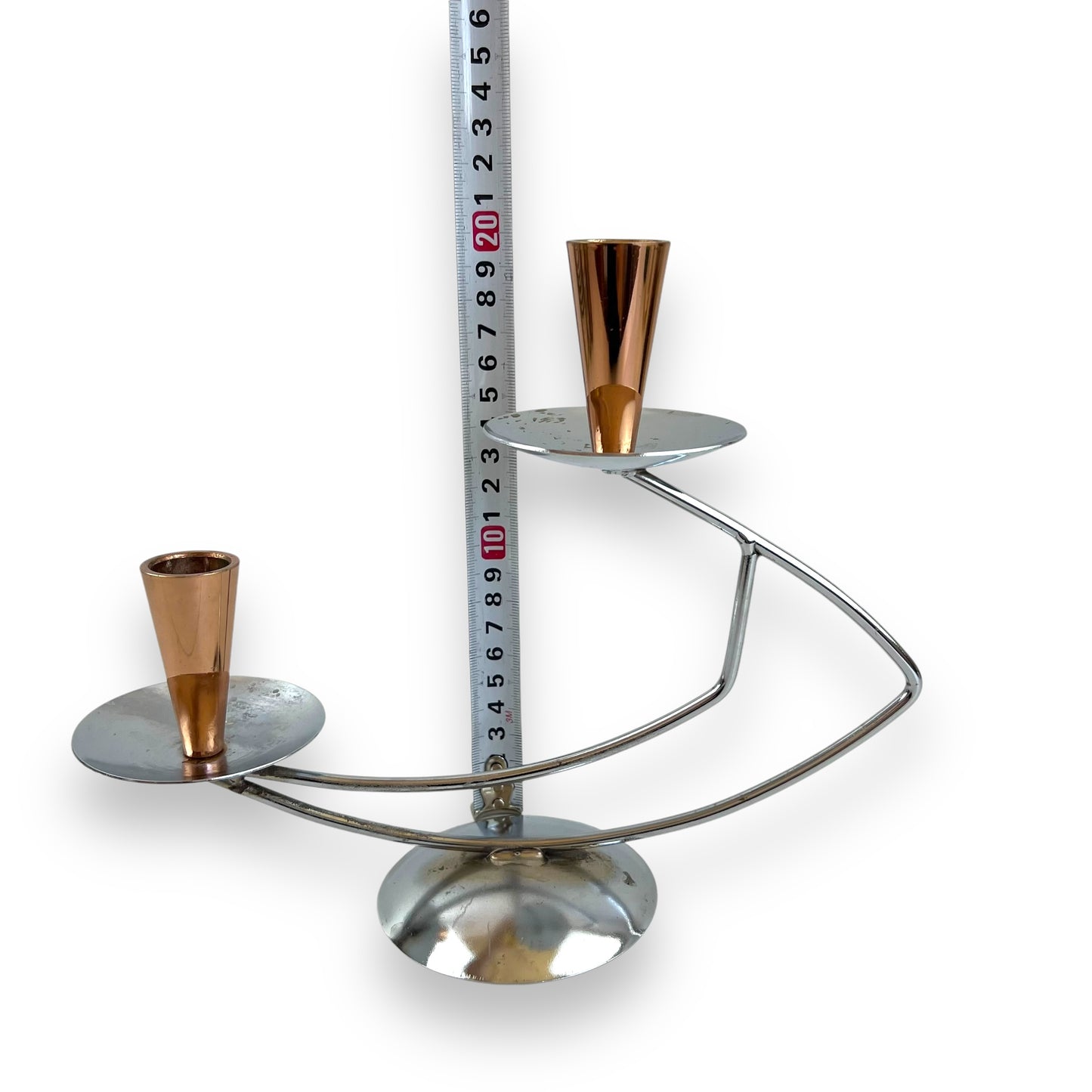 MCM Chrome & Copper Candle Holder