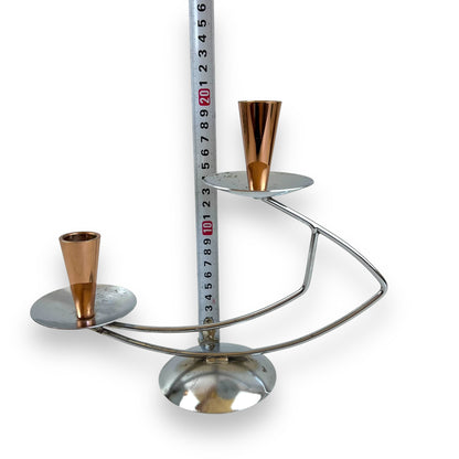 MCM Chrome & Copper Candle Holder