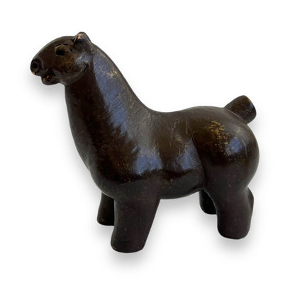 Lujo Vodopivec Handmade Ceramic Dark Brown Horse Sculpture