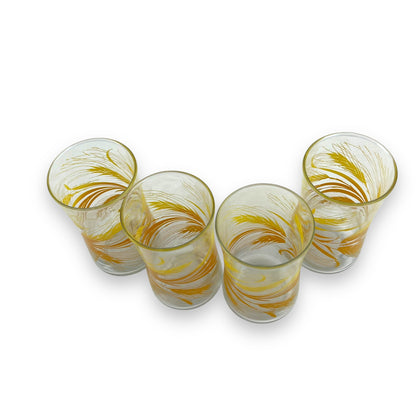 Orange and Yellow Wheat Pattern Tumbler Glass Set of 4