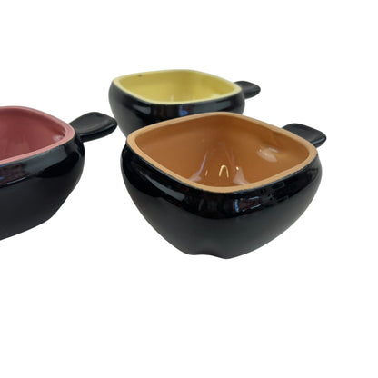 Black Ramekin Set of 3 (pink, yellow & orange inside)