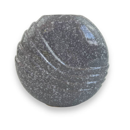 Round grey speckled 80s vase