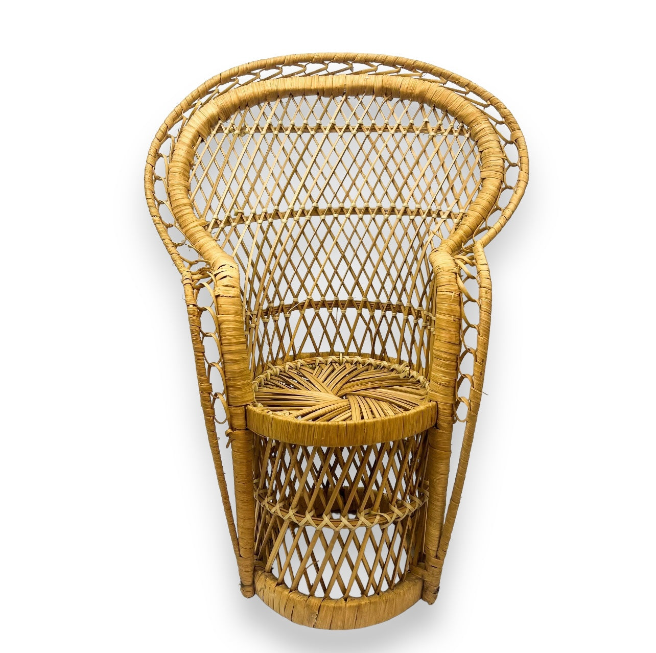 Wooden Cane Peacock Dolls Chair