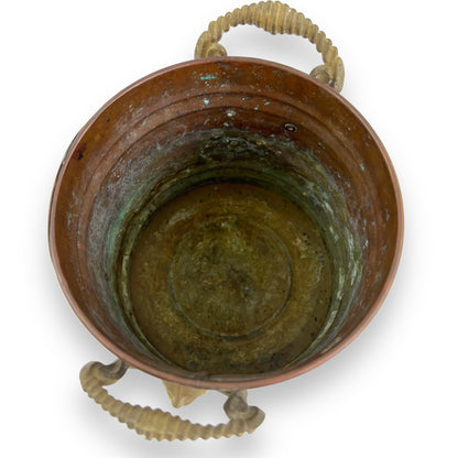 Brass and copper lion head plant pot