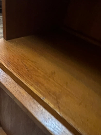 Macrob Mid Century Teak Pull-Down Bar Cabinet Display Unit