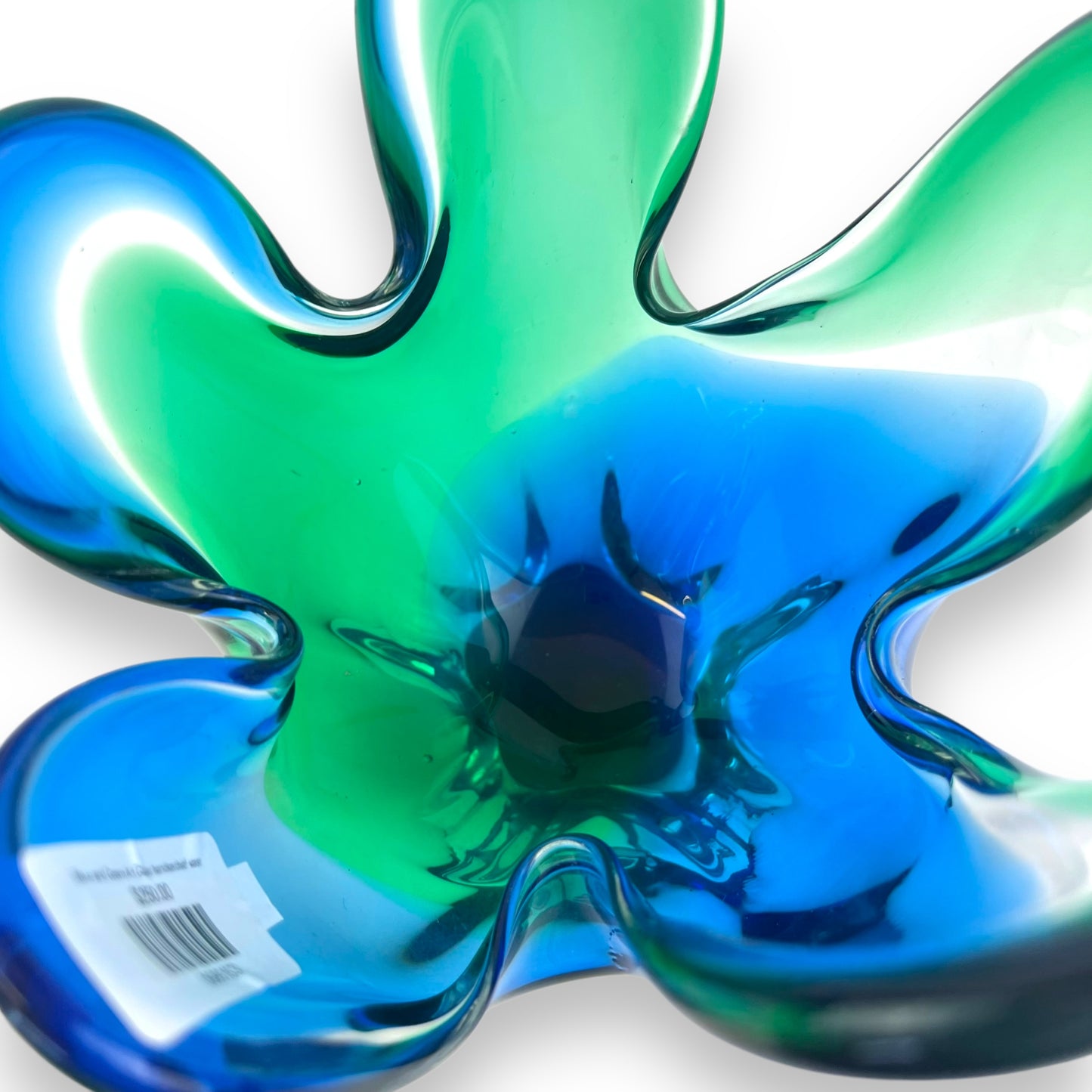 Blue and Green Art Glass handkerchief vase