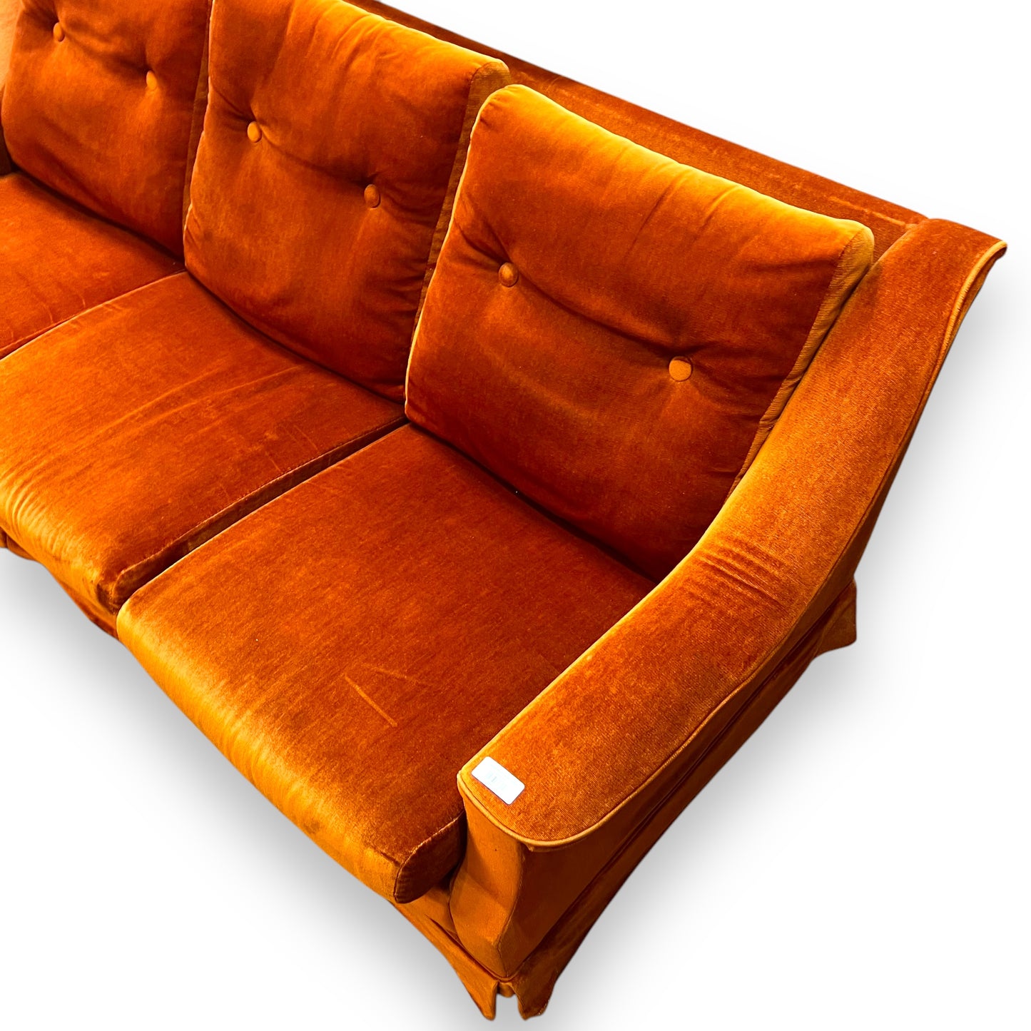 Orange Velour 3 Seater Lounge