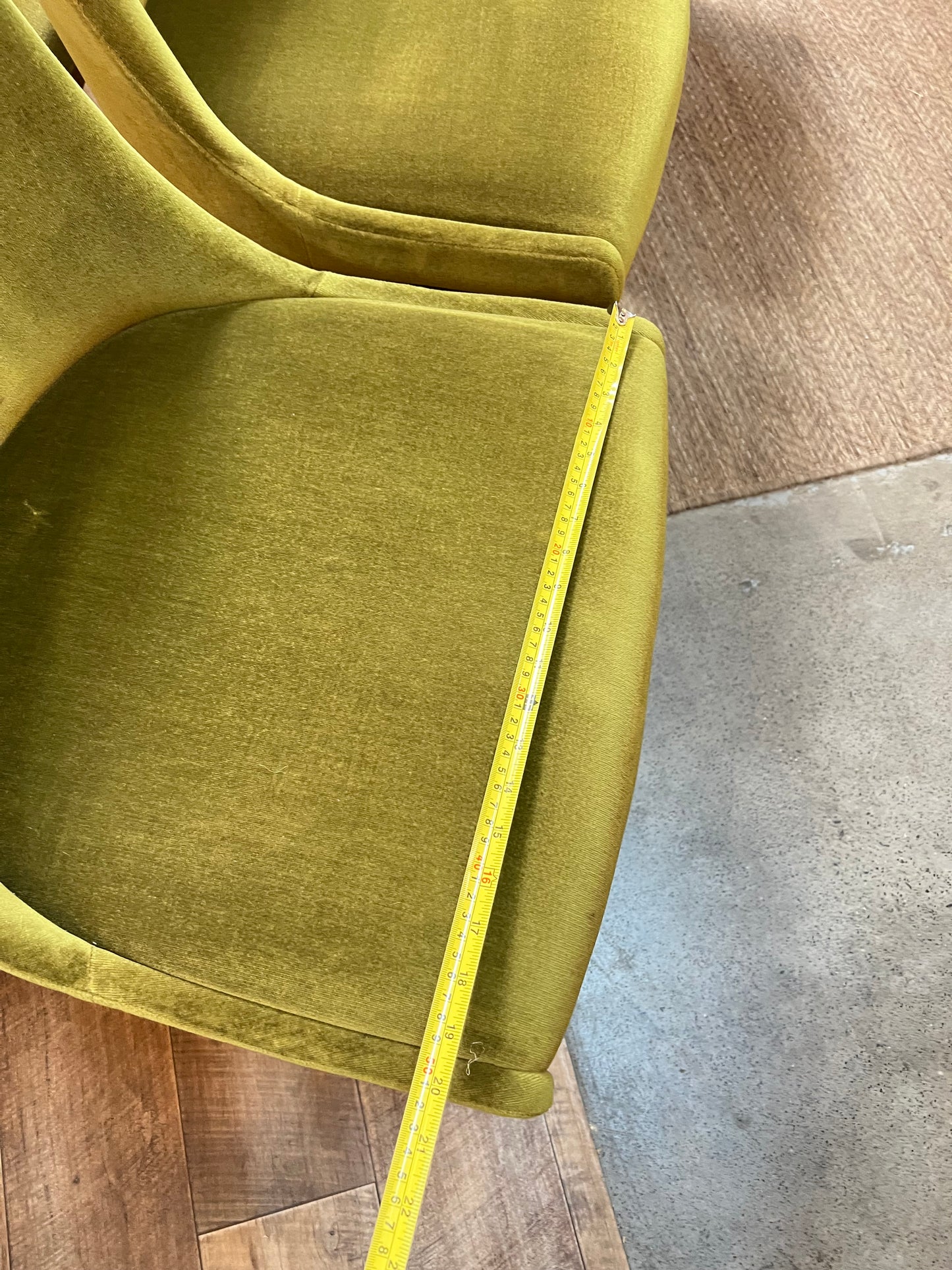Set of 6 Vintage Australian Mid-Century Green Velvet Dining Chairs