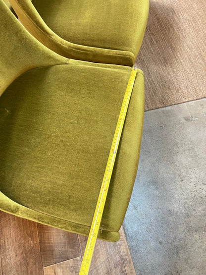 Set of 6 Vintage Australian Mid-Century Green Velvet Dining Chairs