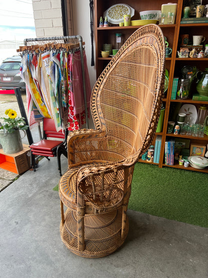 Cane Peacock Chair – Ornate Woven Rattan Statement Chair