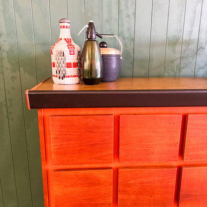 Macrob Bar Teak & Orange Square Design