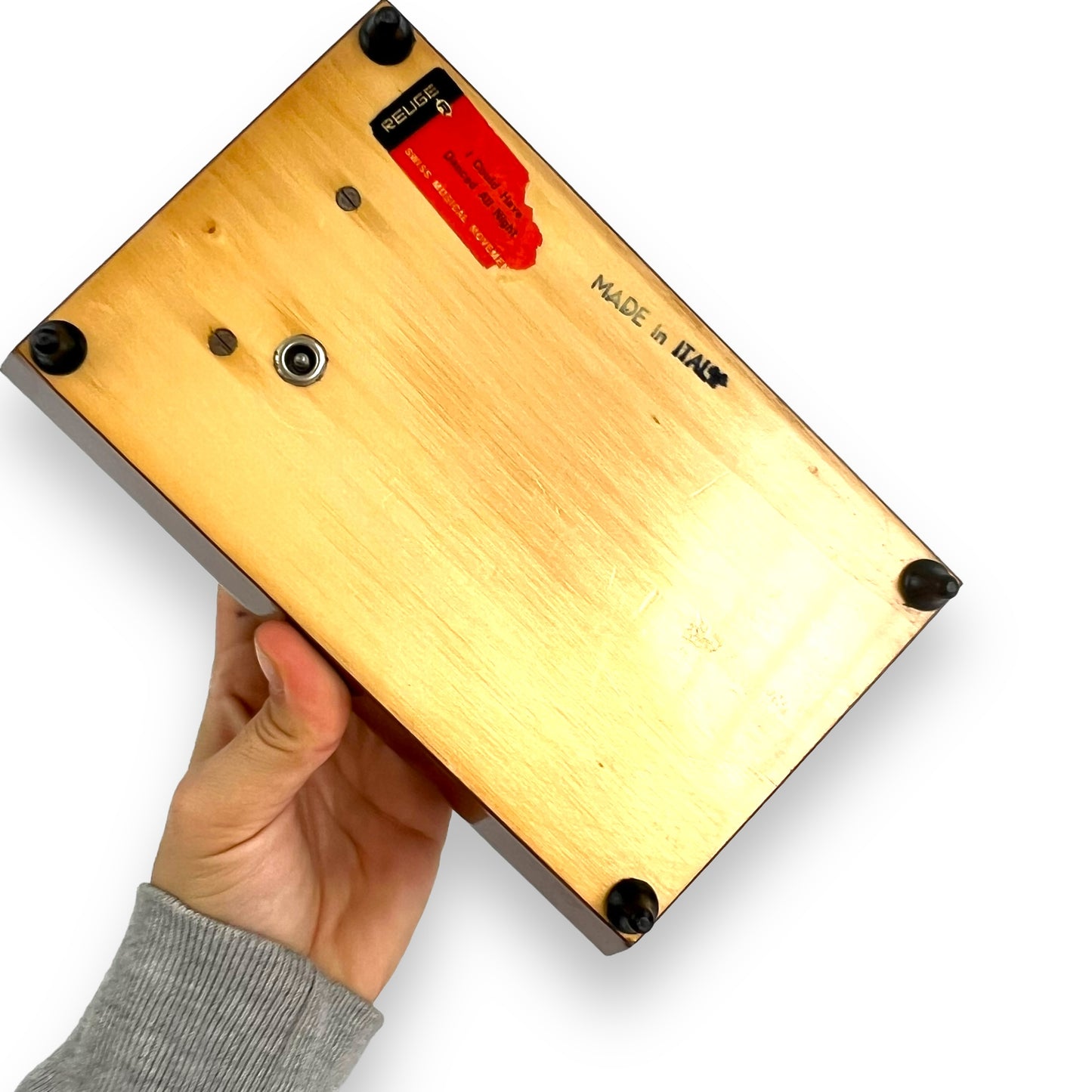 Italian Wood Inlay Jewellery Box with red lining