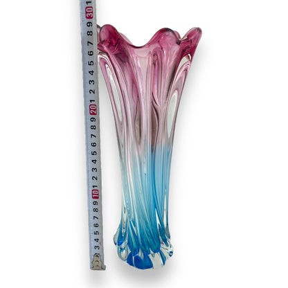 Murano Sommerso-Style Pink and Blue Glass Vase - Mid-Century Modern Art Glass
