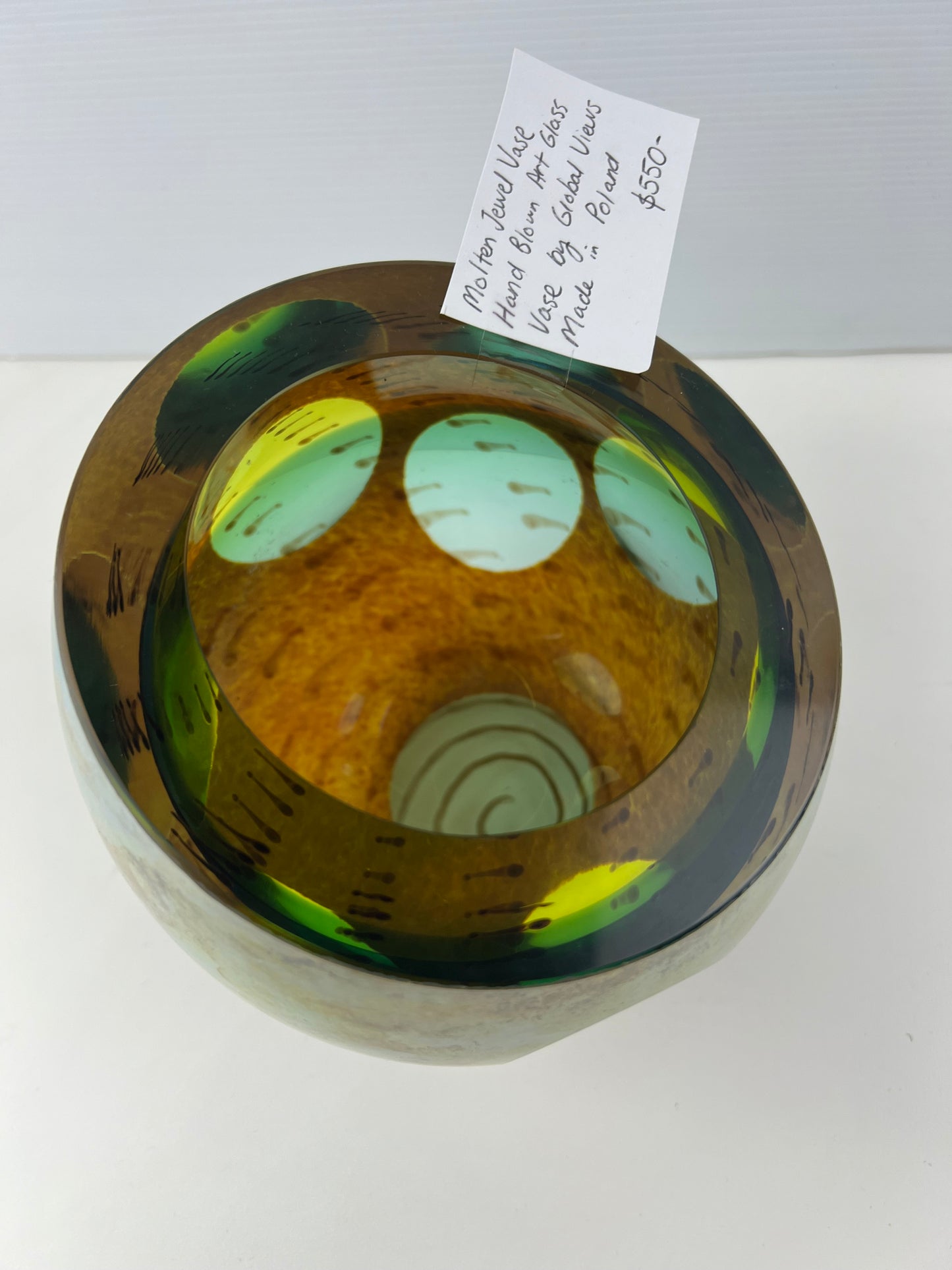 Molten Jewel Vase – Hand Blown Art Glass by Global Views, Made in Poland