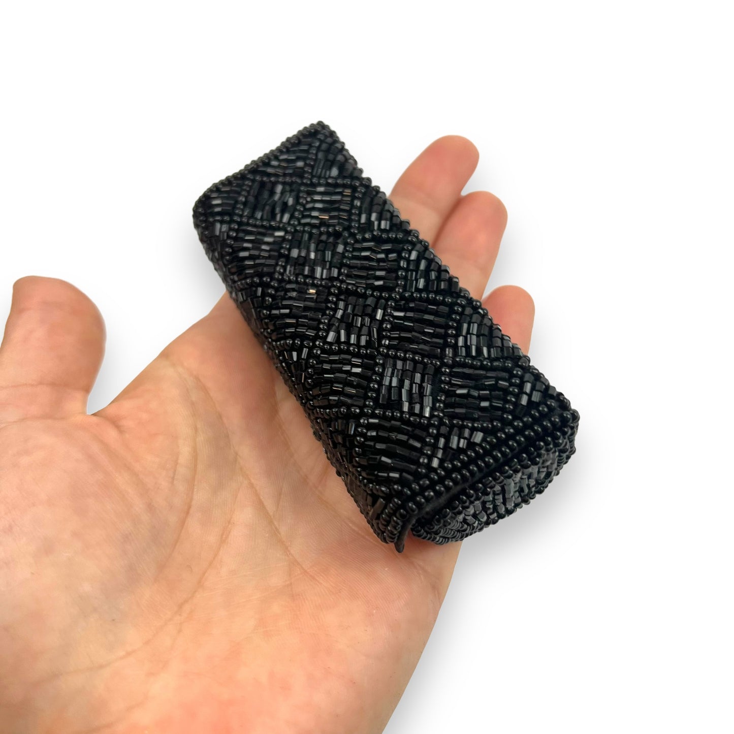 Black beaded lipstick holder case