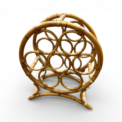 Cane Wine Rack / Rattan Bottle Holder – Holds 7 Bottles