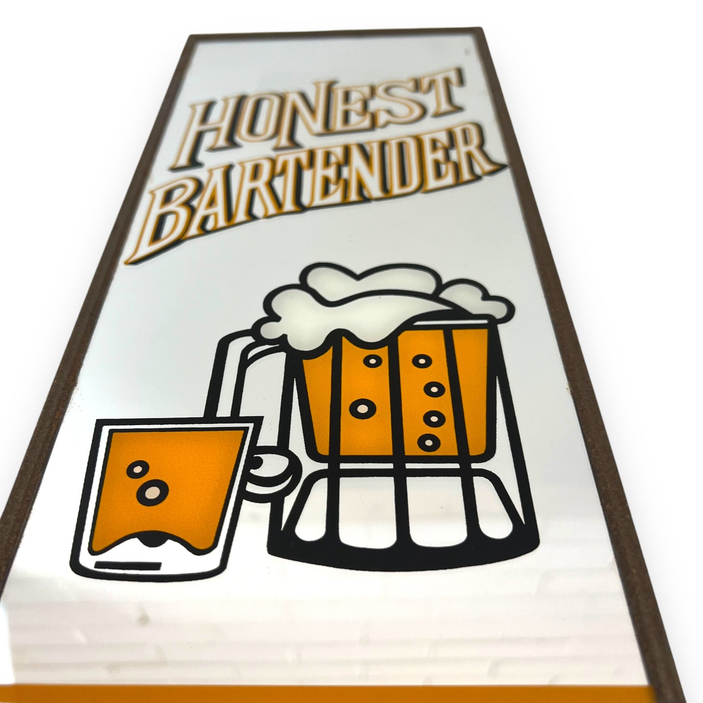 Honest Bartender Wanted Glass Mirror Framed Bar Sign
