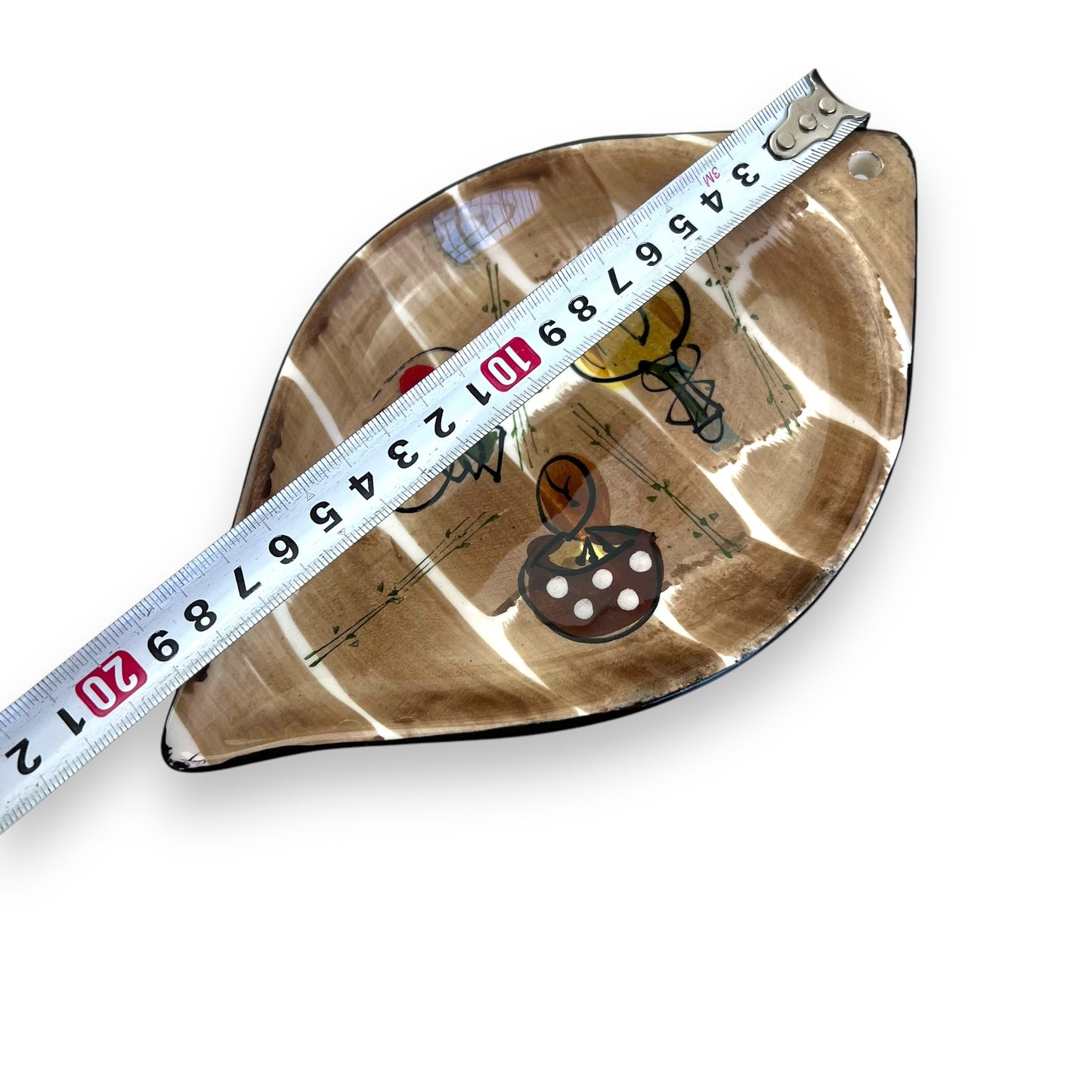 Leaf shape Serving dish Set – Hand-Painted mushroom pattern & Metal carry Stand