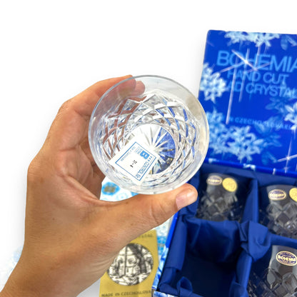 Vintage Bohemia Hand Cut Lead Crystal Whiskey Glass Set – Czechoslovakian