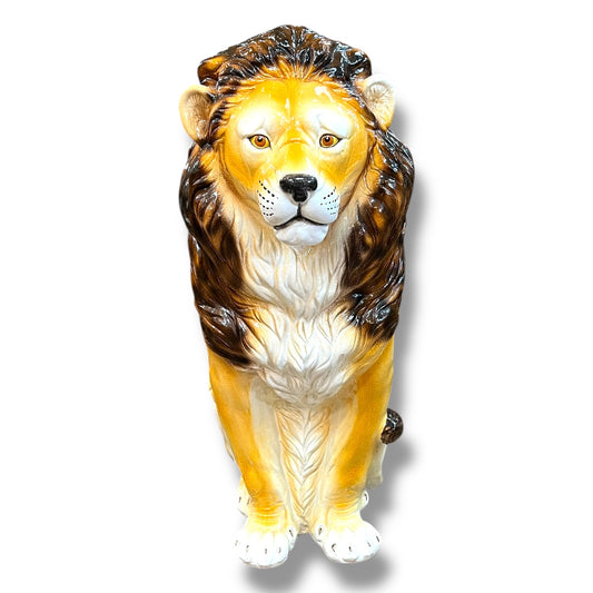 Italian Ceramic Lion Statue – 90cm Tall