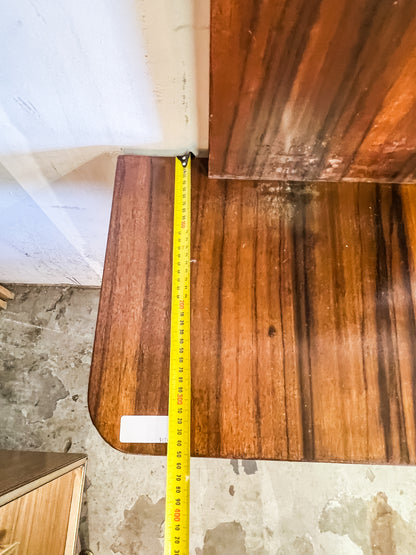 Art Deco Wood Veneer Hallway Stand with Mirror & Hooks