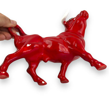 Red Ceramic Bull Figurine – Mid-Century Decorative Collectible