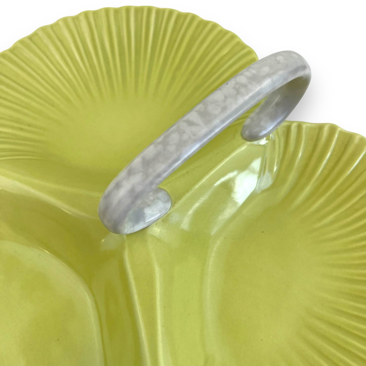 Poole Pottery Shell Dish – Green Tri-Section Serving Tray with Handle