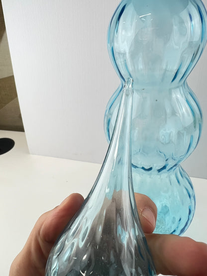 Toscany triple gourd blue glass genie bottle