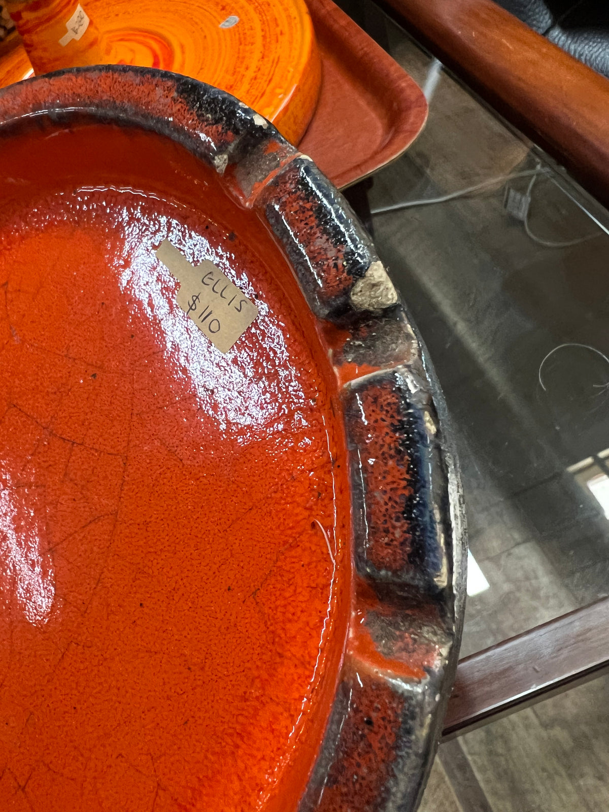 Ellis Pottery Ceramic Ashtray – Orange & Black