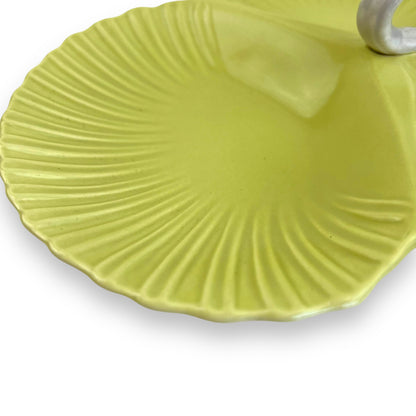 Poole Pottery Shell Dish – Green Tri-Section Serving Tray with Handle