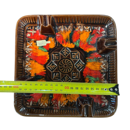 Ceramic Ashtray – Brown with Fire-Glaze Centre