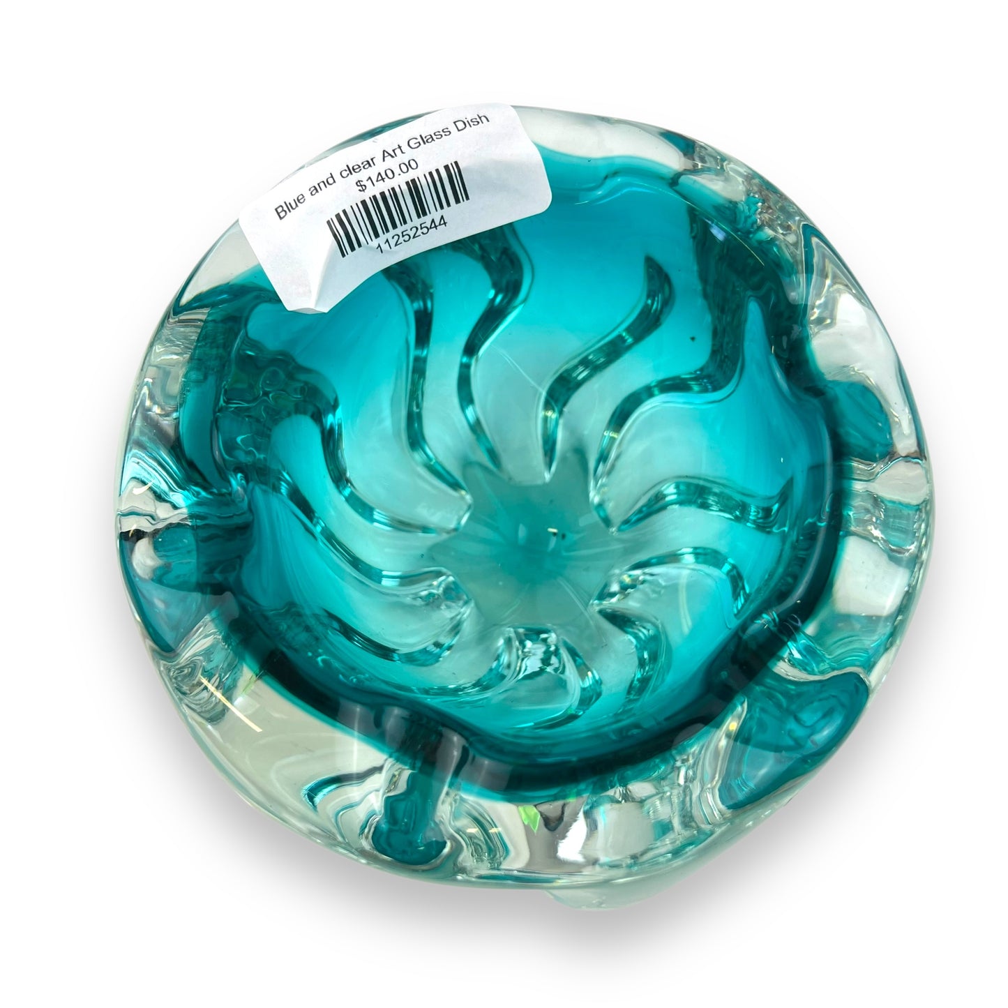 Blue and clear Art Glass Dish