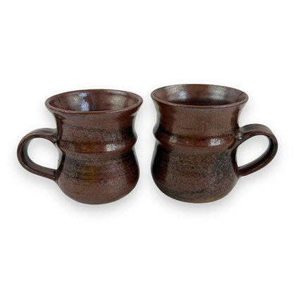 Brown Pottery Mug x2
