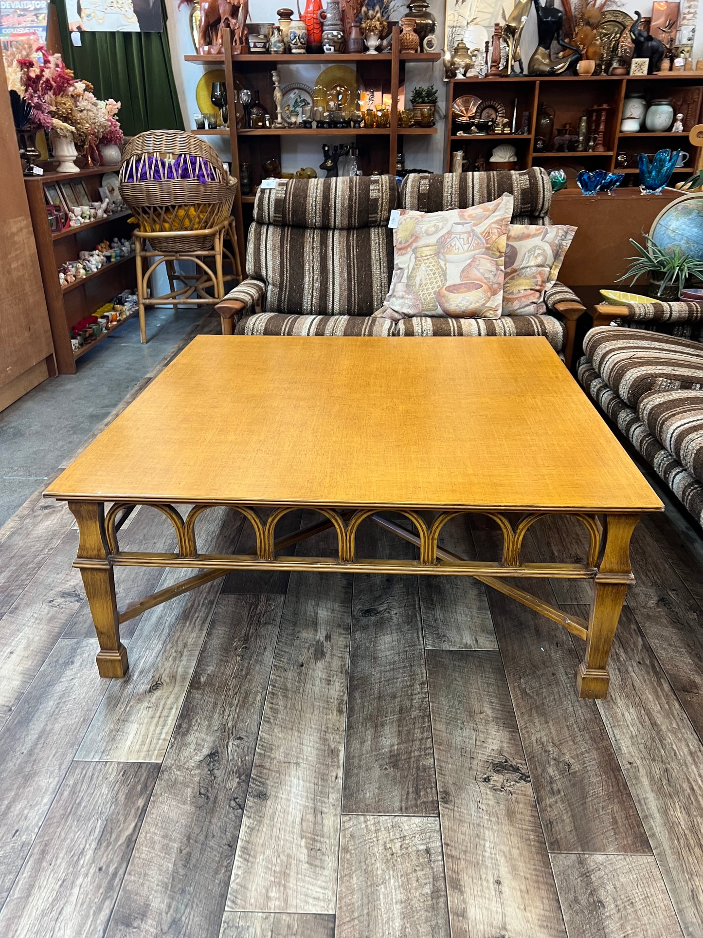 Large square coffee table with Decorative Arch Detail