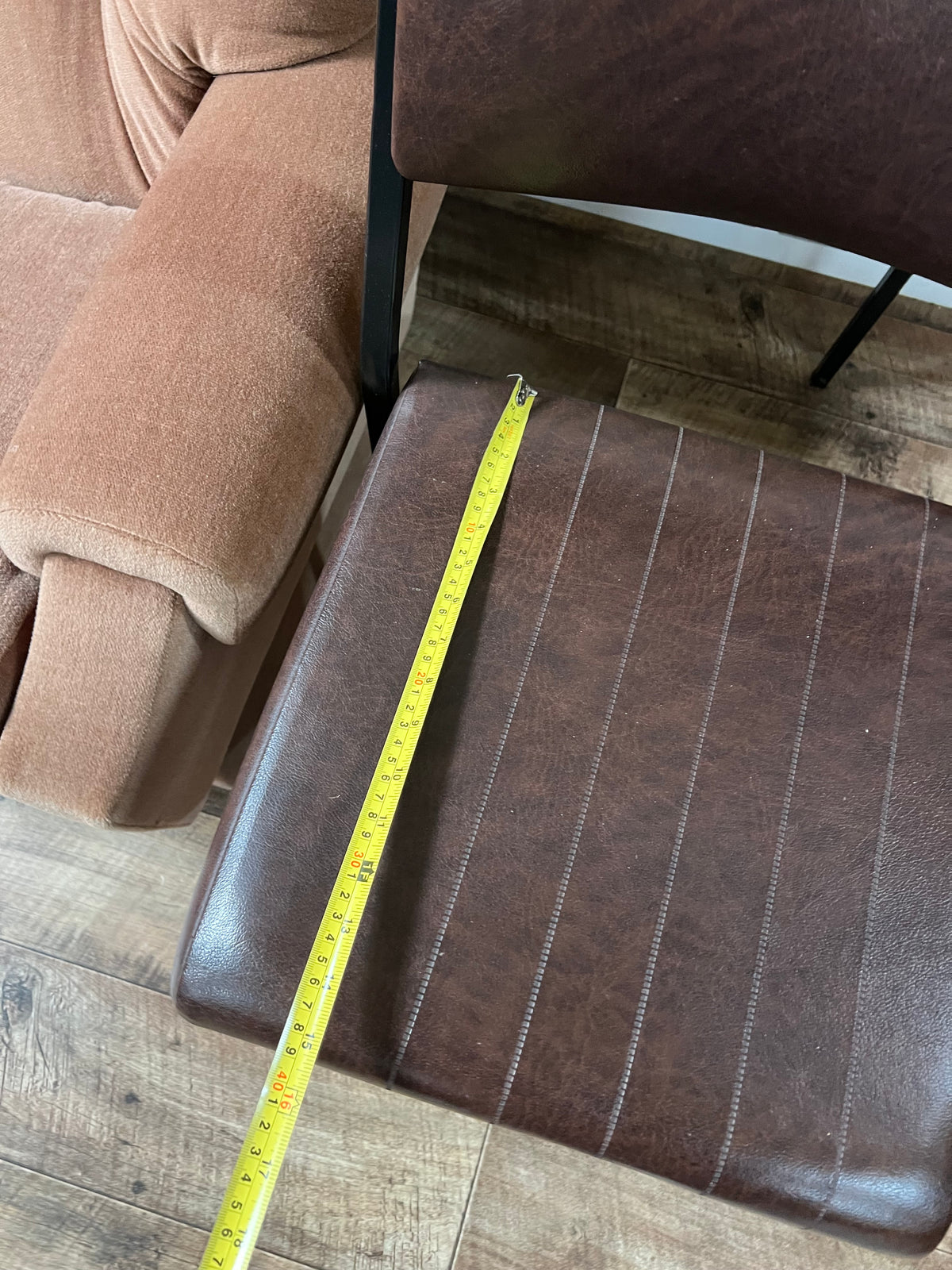 Brown Vinyl Dining Chair – Black Metal Frame